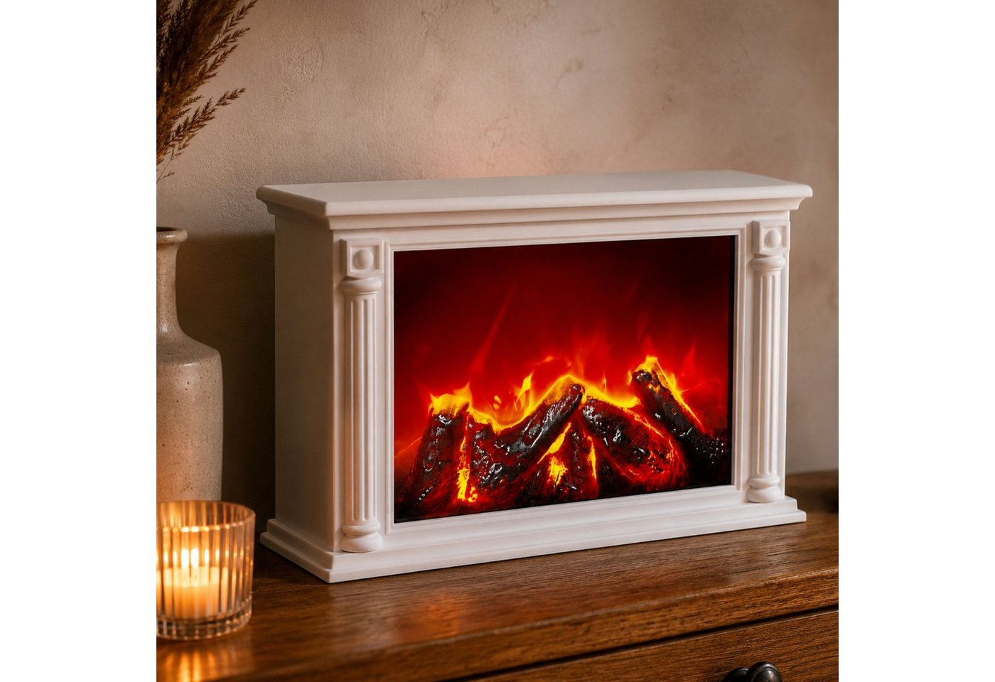 TWILUX Elektrokamin Dekorativer LED-Kamin im klassischen Stil, 10 x 33 x 21 cm Bild 2