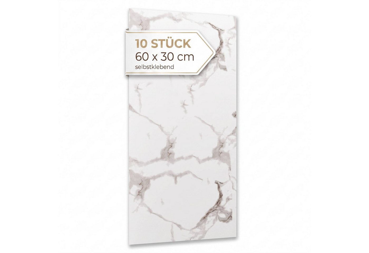 Dalsys Wandpaneel Wandverkleidung selbstklebend aus PVC, BxL: 30x60 cm, (60x30cm Marmorweiß, 10-tlg., flexible Wandverkleidung Badezimmer wasserfest) 2,3mm Materialstärke, Spritzschutz Küchenrückwand Bild 5