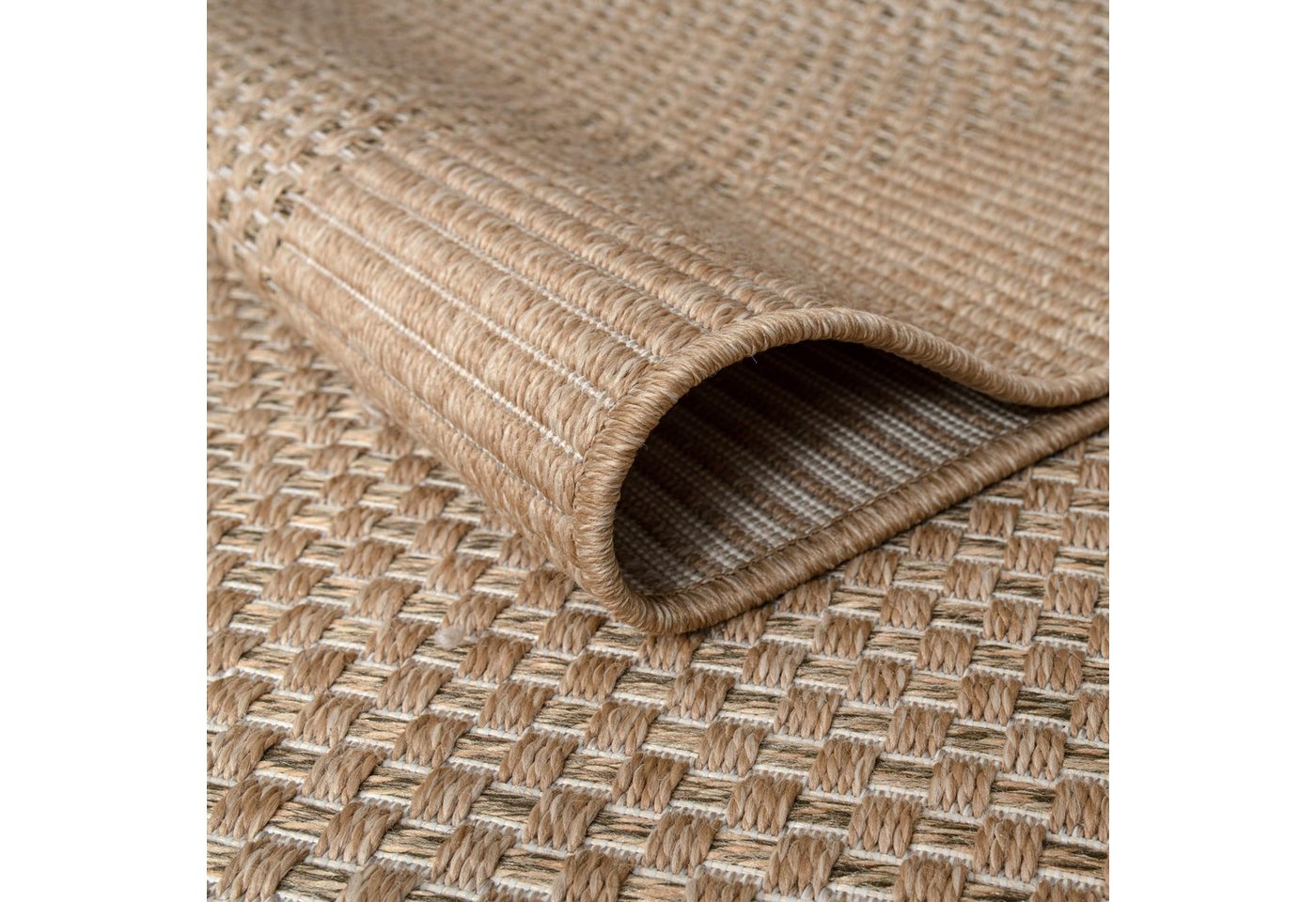 KADIMA DESIGN Teppich Unifarben Bordüre Wohnzimmer schmutzabweisend Teppich Kurzflor, Läufer, Höhe: 4 mm, 100% Polypropylen, Rücken aus Polypropylen, 80x150cm, Beige Bild 2