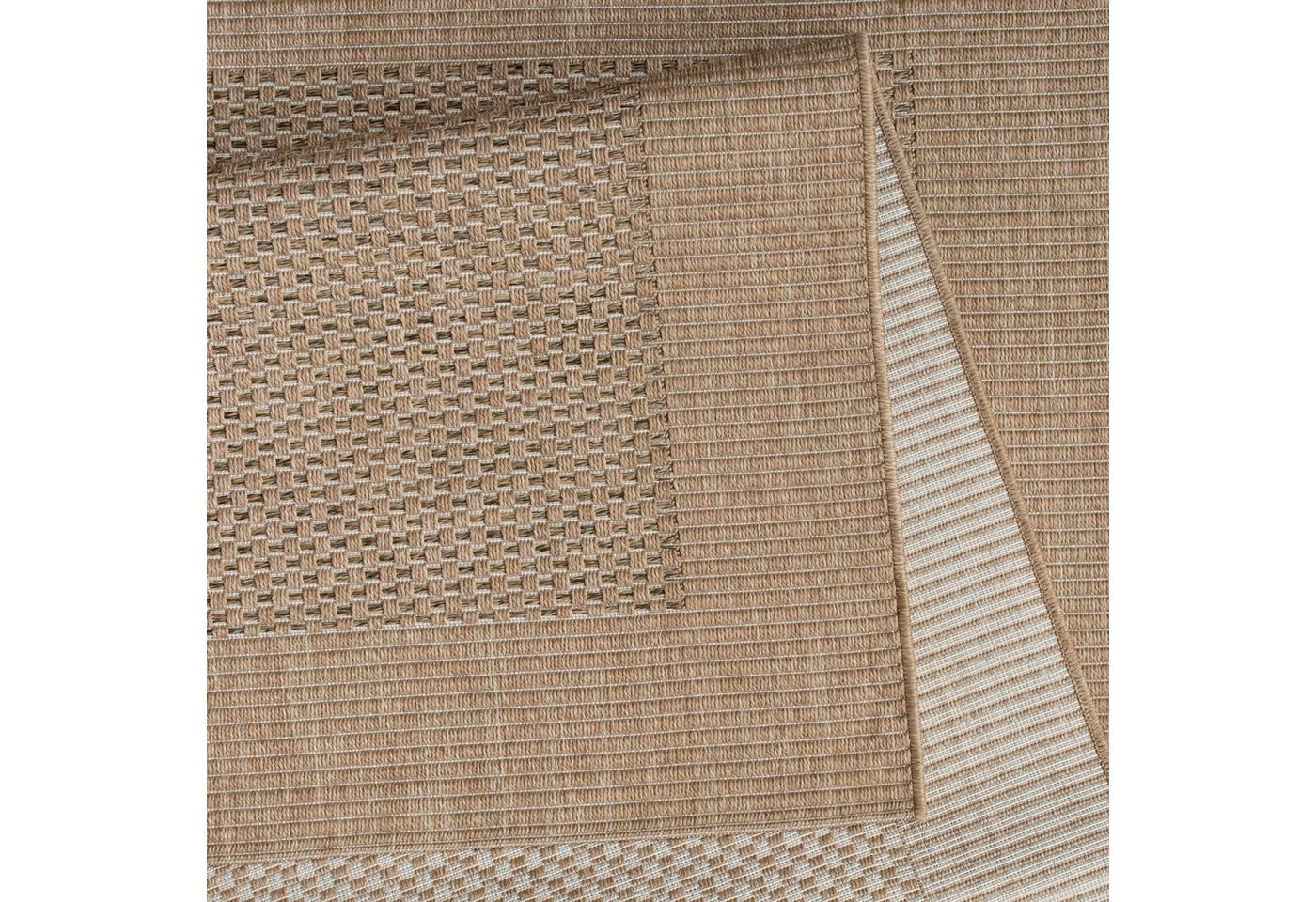 KADIMA DESIGN Teppich Unifarben Bordüre Wohnzimmer schmutzabweisend Teppich Kurzflor, Läufer, Höhe: 4 mm, 100% Polypropylen, Rücken aus Polypropylen, 80x150cm, Beige Bild 3