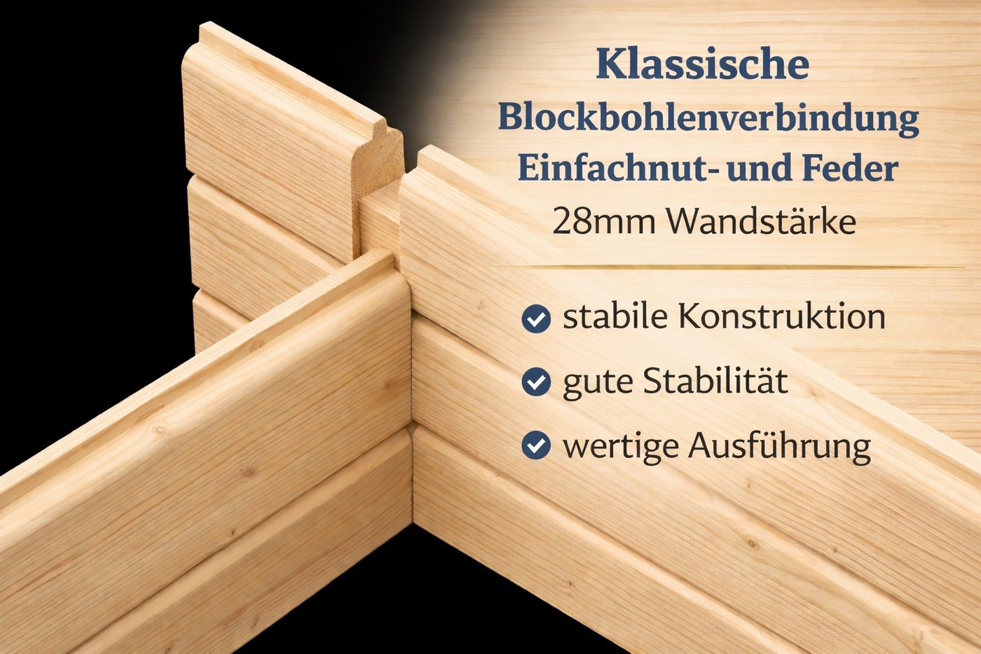 Finn Art Blockhaus Gartenhaus 3x3m Holz 5-Eck Schweden 31 in 28mm Wandstärke, BxT: 298x298 cm, mit 28 mm Fußboden, mit Schindeln rot