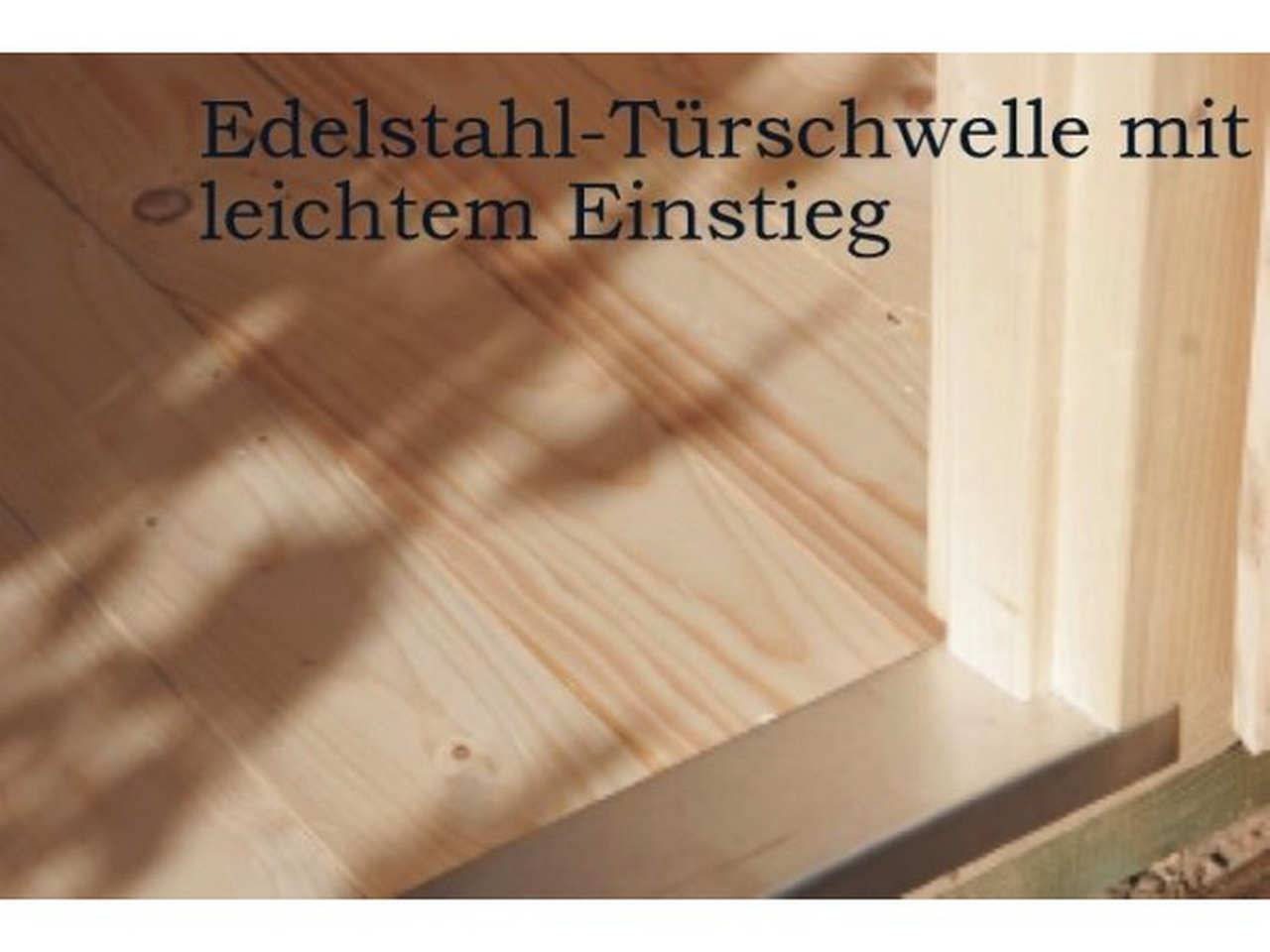 Finn Art Blockhaus Gartenhaus 3x3m Holz 5-Eck Schweden 31 in 28mm Wandstärke, BxT: 298x298 cm, mit 28 mm Fußboden, mit Schindeln rot Bild 3