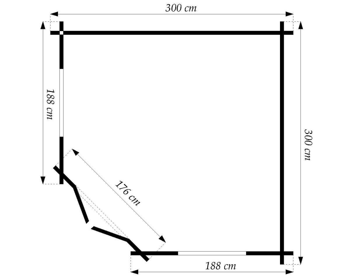 Finn Art Blockhaus Gartenhaus 3x3m Holz 5-Eck Schweden 31 in 28mm Wandstärke, BxT: 298x298 cm, mit 28 mm Fußboden, mit Schindeln rot Bild 5