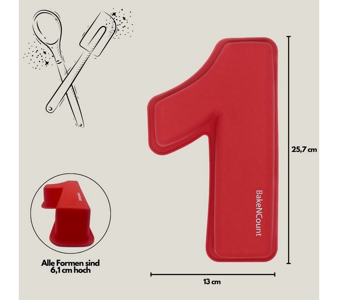 BakeNCount Backform BakeNCount Kuchen Backform-Set Zahlen 18 (1 und 8), extra Groß Bild 2