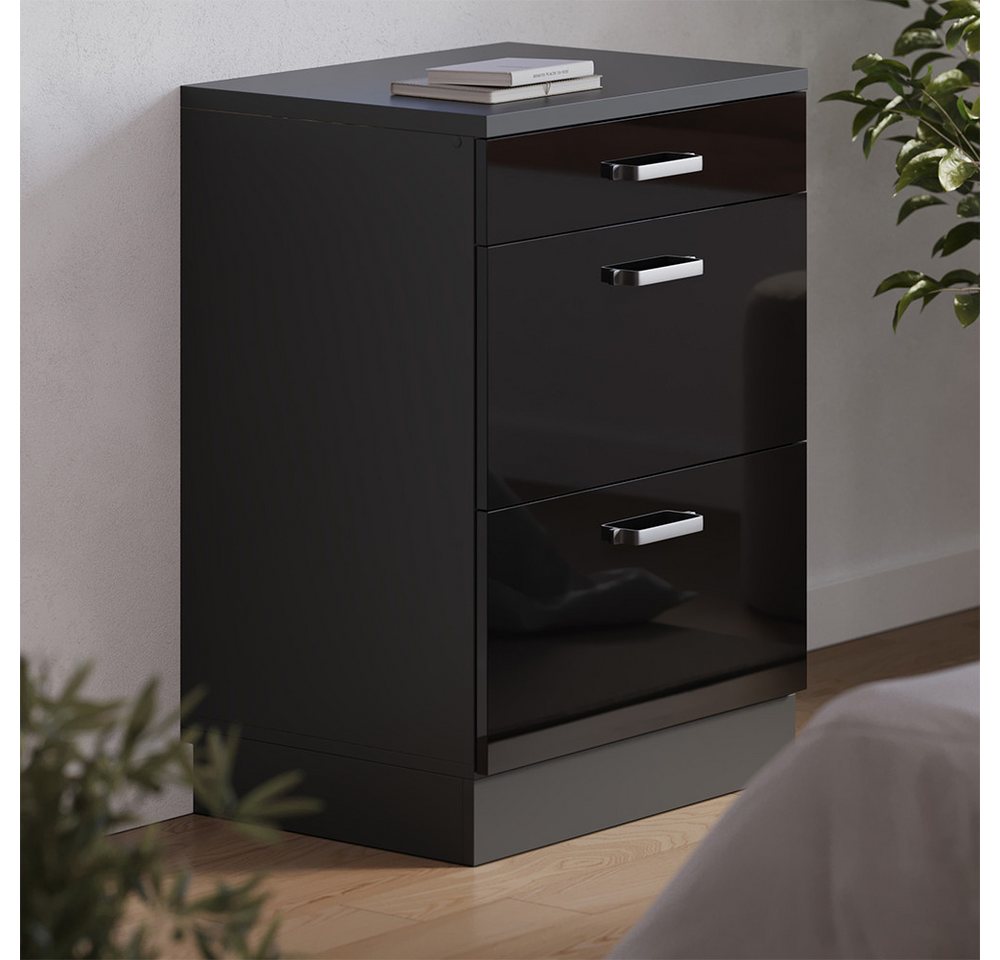 Vicco Unterschrank R-Line, Schwarz Hochglanz, 60 cm ohne Schräge mit 3 Schubladen (1-St) Bild 4