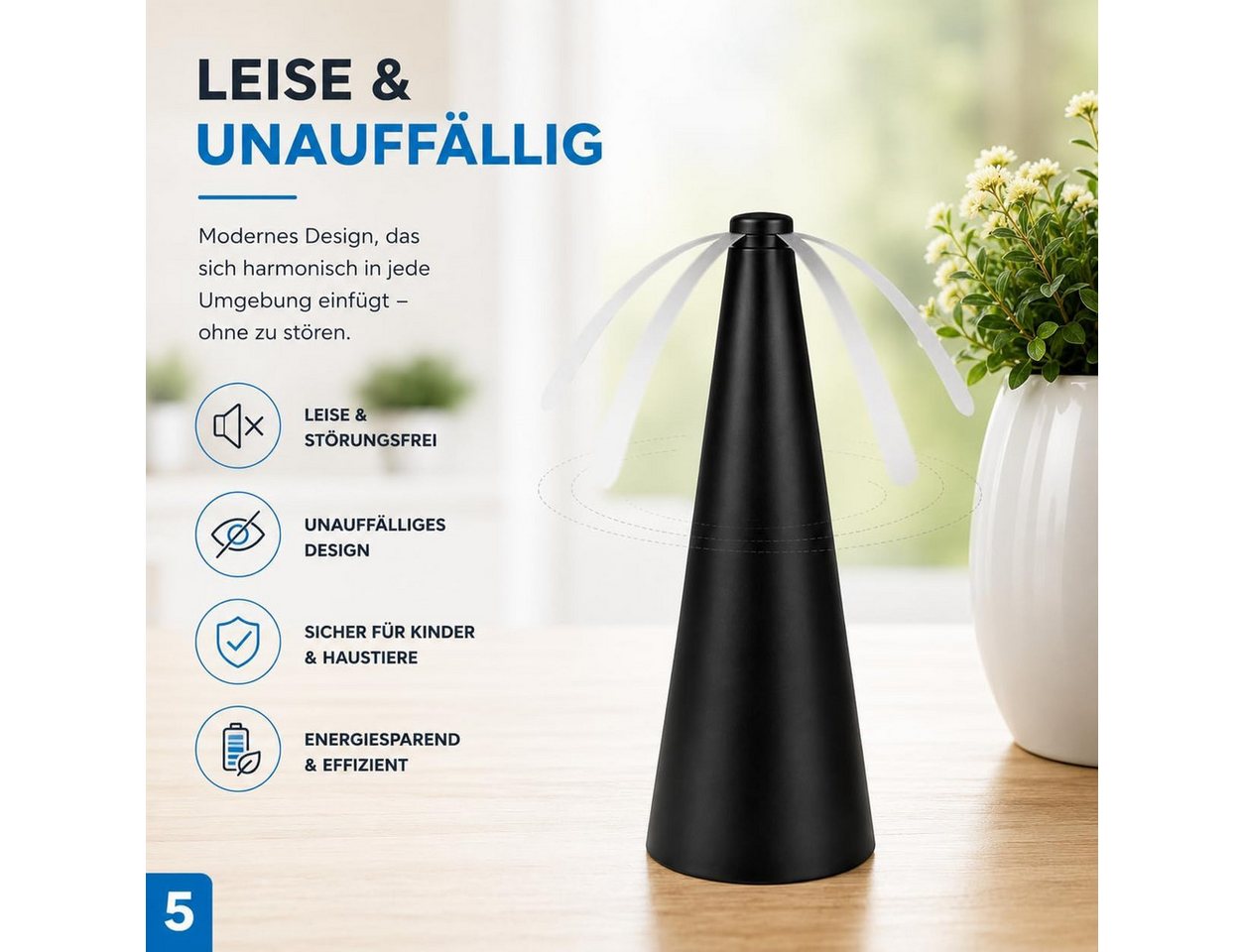 TK Gruppe Fliegenwedler Fliegenwedler für den Tisch, Schwarz, Weiß oder Zweierset