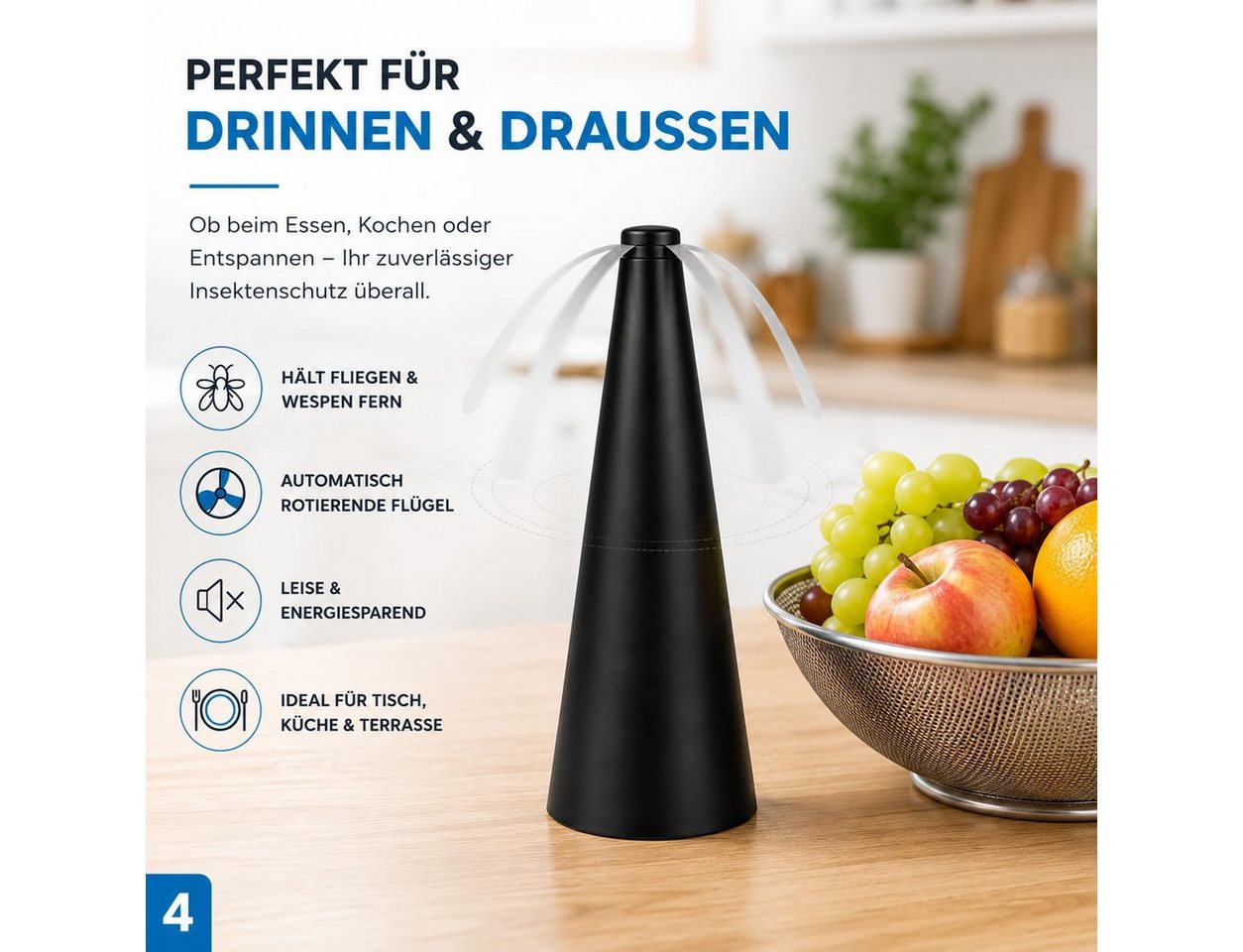 TK Gruppe Fliegenwedler Fliegenwedler für den Tisch, Schwarz, Weiß oder Zweierset Bild 4