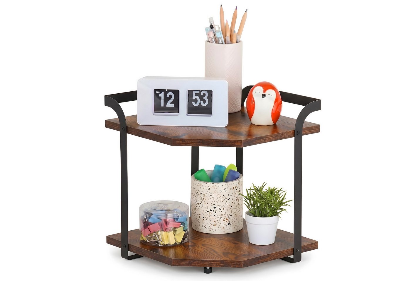 HEYHIPPO Küchenregal Eckregal 2 Ebenen 38×33×20 cm – Holzregal für Küche & Arbeitsplatte, Packung, Platzsparendes Eckregal– vielseitige Ablage für Gewürze & Tassen Bild 3