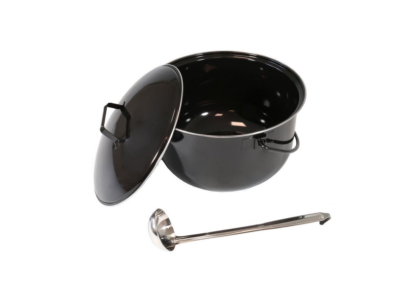 Lemodo Grilltopf Gulaschkessel für Schwenkgrill, 14 Liter, Emaille (3-tlg), mit Schöpflöffel Bild 5