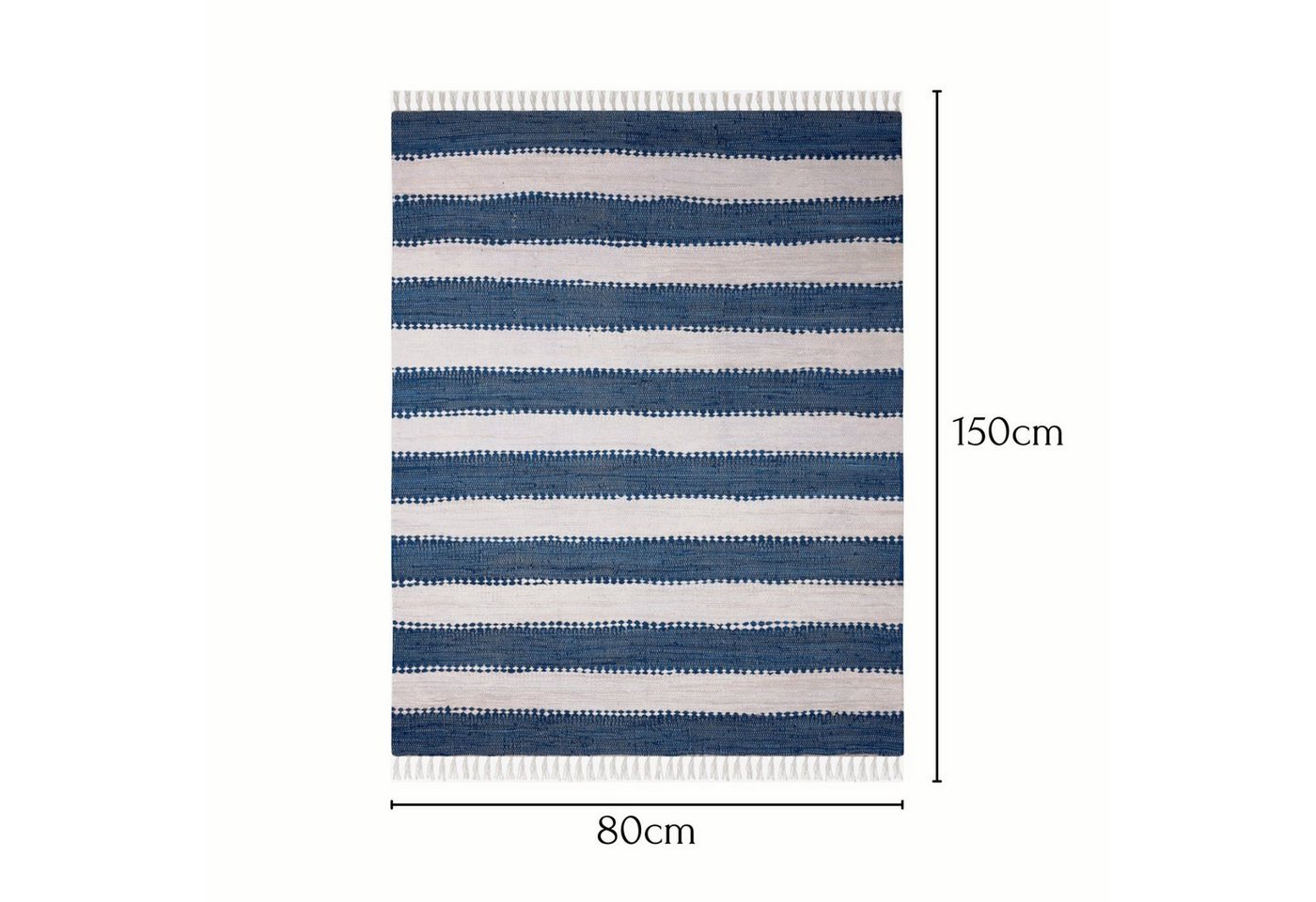 Wohnando Teppich MY-RUG Aarav, Chindi-Teppich 150x80cm, rechteckig, Höhe: 10 mm, aus recycelten Baumwollresten, handgewebt, wendbar, mit Fransen Bild 2
