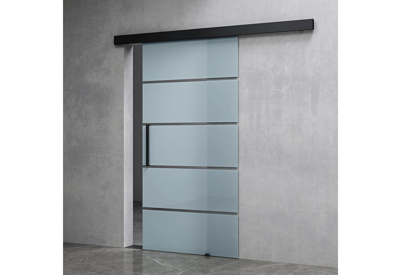 Mai & Mai Glasschiebetür komplettset Teilsatiniert 25mm Wandabstand 8mm ESG-Sicherheitsglas