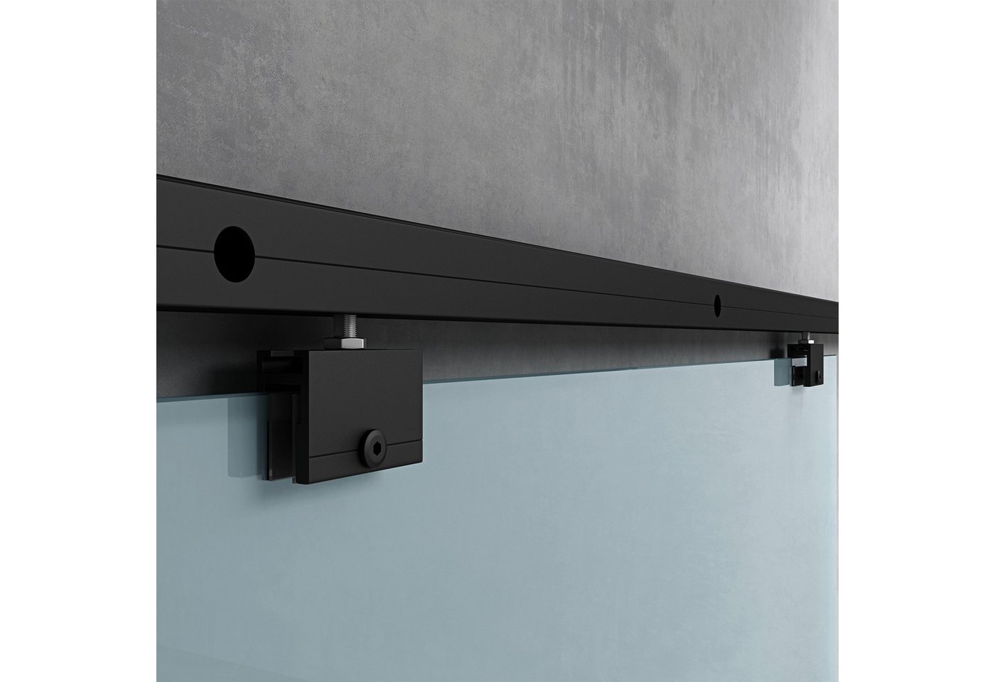 Mai & Mai Glasschiebetür komplettset Teilsatiniert 25mm Wandabstand 8mm ESG-Sicherheitsglas Bild 2