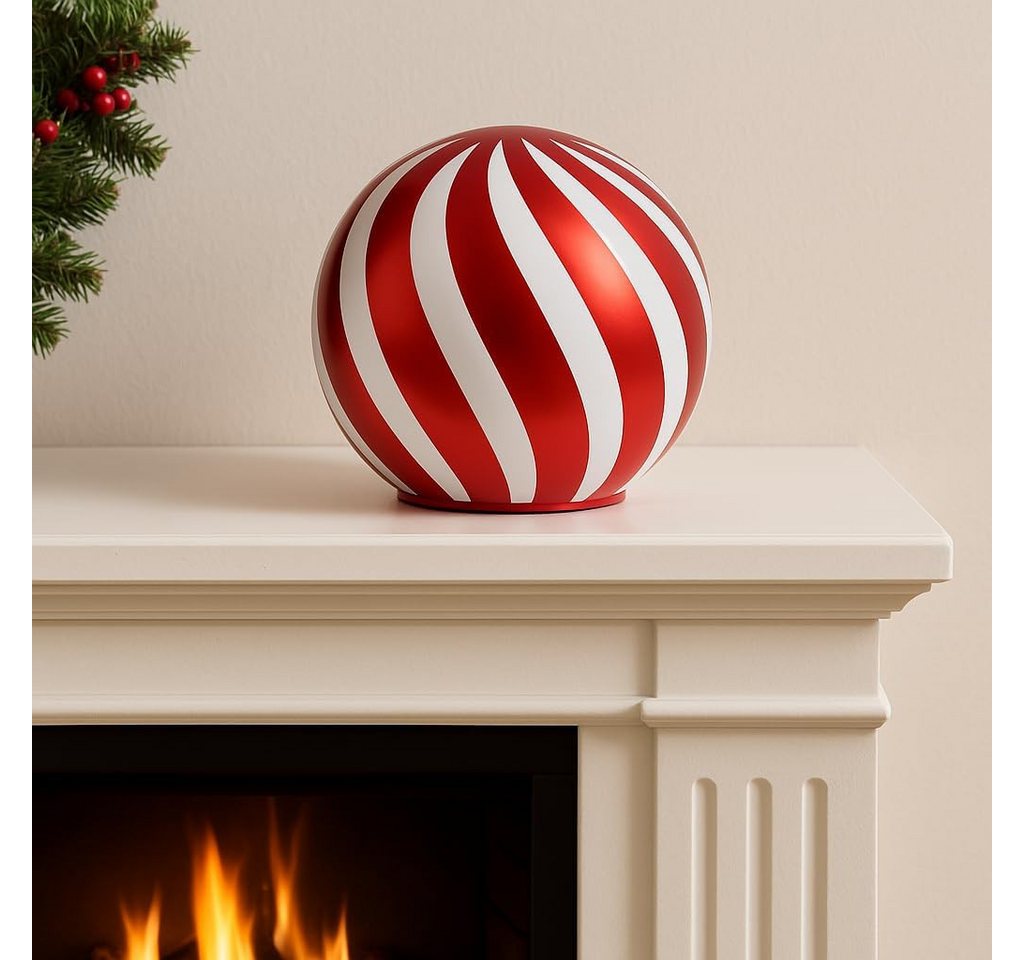 mucHome LED Kugelleuchte Deko Kugel LED Licht rot/weiß Weihnachtskugel 10cm, mit 8 LEDs