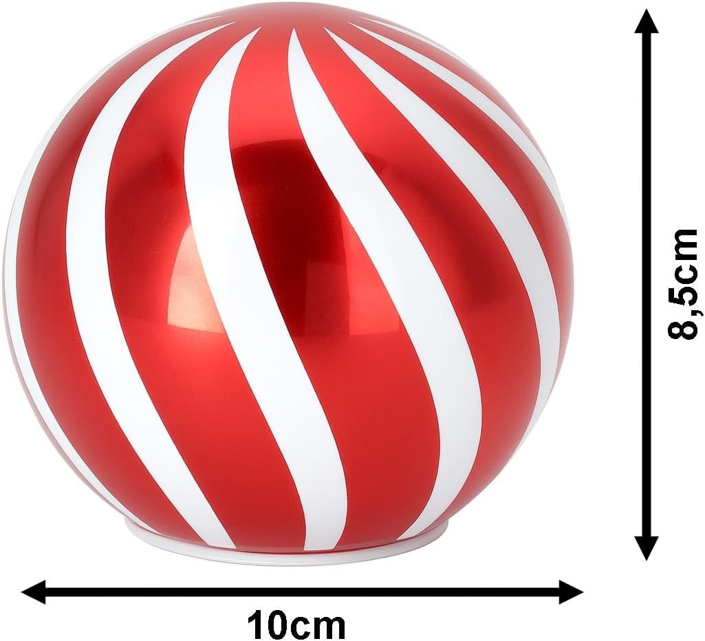 mucHome LED Kugelleuchte Deko Kugel LED Licht rot/weiß Weihnachtskugel 10cm, mit 8 LEDs Bild 3