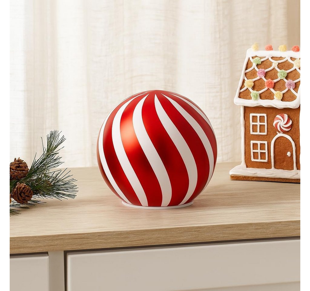 mucHome LED Kugelleuchte Deko Kugel LED Licht rot/weiß Weihnachtskugel 10cm, mit 8 LEDs Bild 4