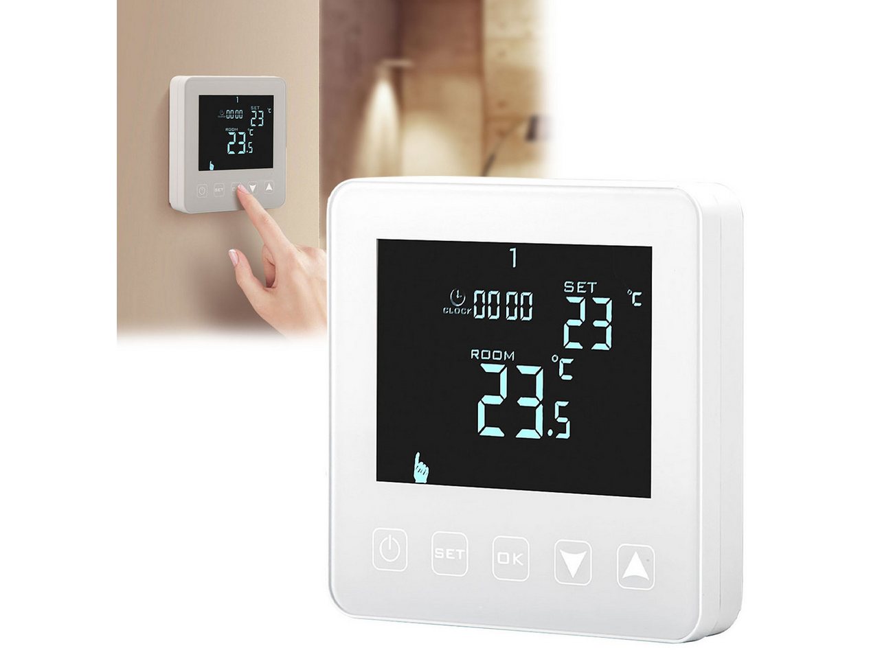 Casativo Raumthermostat Digitales Raumthermostat Fußbodenheizung Touch Wand-Thermostat, Netzbetrieb, (1-St) Bild 2