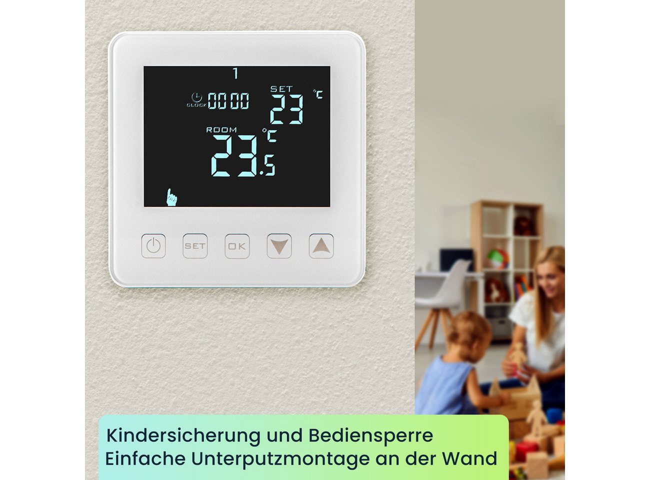 Casativo Raumthermostat Digitales Raumthermostat Fußbodenheizung Touch Wand-Thermostat, Netzbetrieb, (1-St) Bild 3
