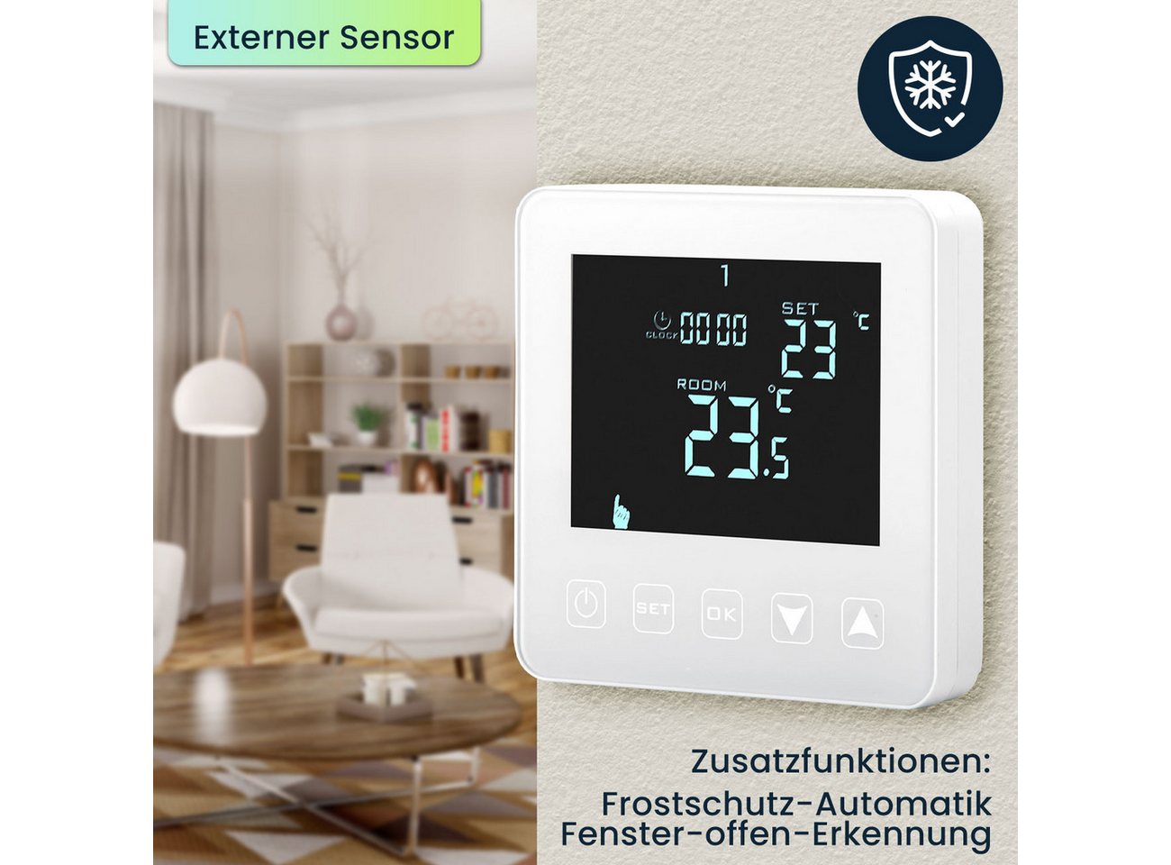 Casativo Raumthermostat Digitales Raumthermostat Fußbodenheizung Touch Wand-Thermostat, Netzbetrieb, (1-St) Bild 4