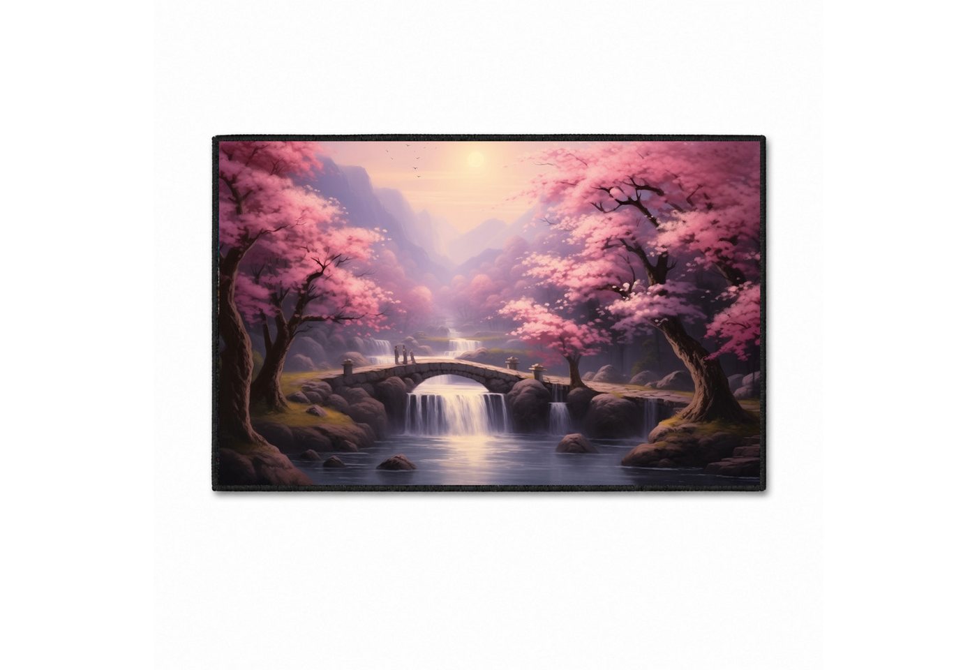 Jumpeak Teppich Japanische Kirschblüten Landschaft Teppich, teppich waschbar, Rechteckig, Höhe: 5 mm, länglicher teppich,Kunstkaschmir, teppich pflegeleicht, große teppiche Bild 5