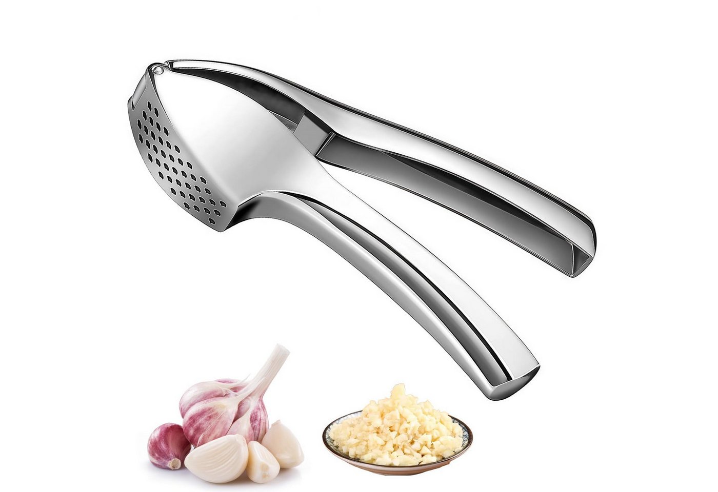 ibettertec Knoblauchpresse Knoblauchpresse aus Zinklegierung, ohne Schälen Knoblauch pressen, ergonomisches Design, besonders großes Volumen, langlebig Bild 5