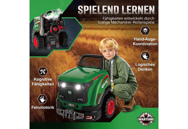AIYAPLAY Spielzeug-Auto Autoreparaturset mit Lenkrad, (Set, 1-tlg., Motor-Spielset), Licht, Sound, Nebel, 55 Zubehörteile