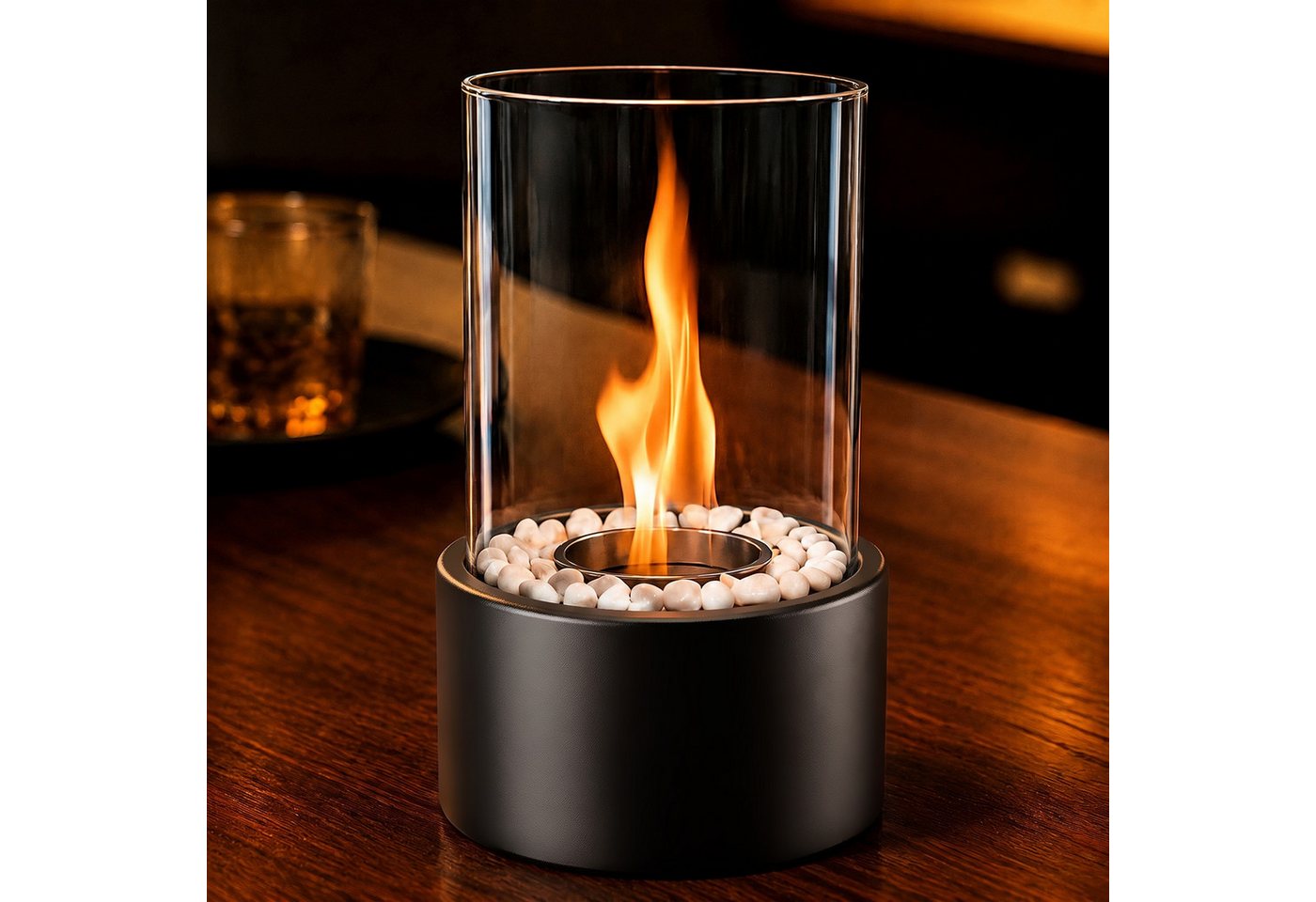 Ledklang Tischfeuer Ethanol Tischkamin Indoor Outdoor Tragbare Dekokamin Tischfeuerstelle (für Tisch, Terrasse, Balkon & Garten), Als Party Geschenkidee stilvolle Tischdeko oder festliche Atmosphäre