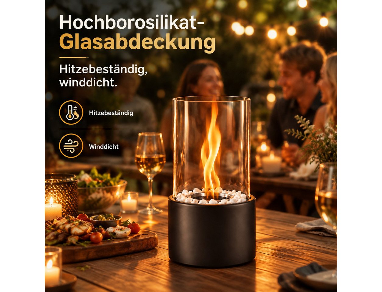 Ledklang Tischfeuer Ethanol Tischkamin Indoor Outdoor Tragbare Dekokamin Tischfeuerstelle (für Tisch, Terrasse, Balkon & Garten), Als Party Geschenkidee stilvolle Tischdeko oder festliche Atmosphäre Bild 3