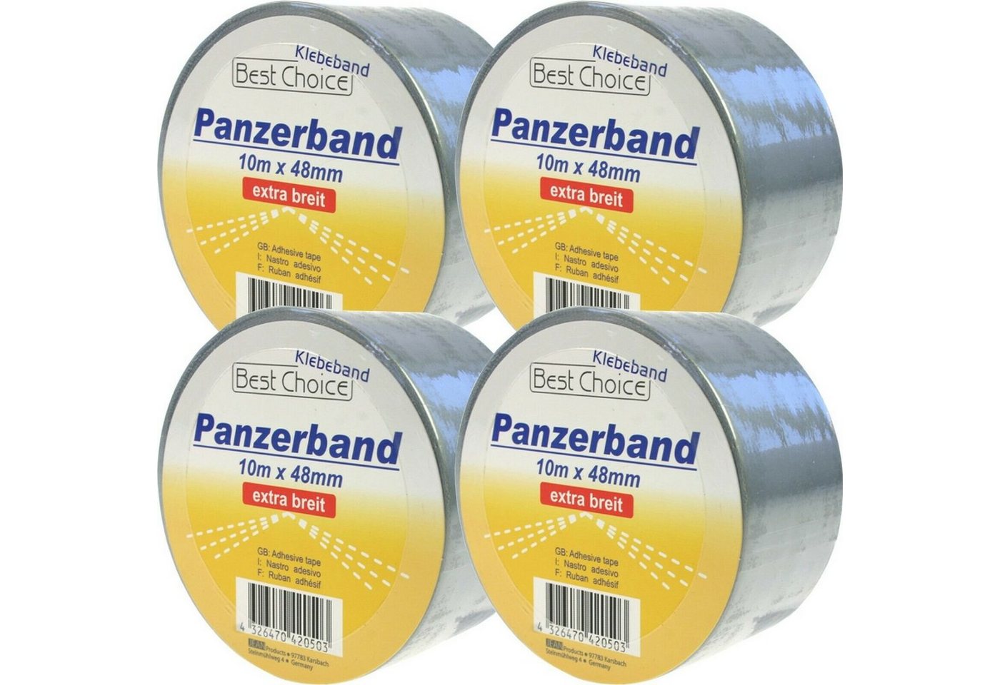 BENSON Klebeband 1- 24 Panzerband Panzertape Gaffa Tape Gewebeband (6-St) Klebeband, Packband, Silber