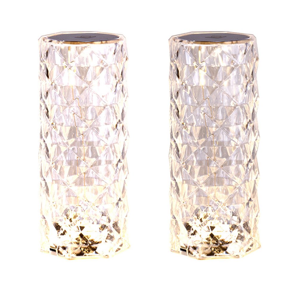 GLOBO LIGHTING LED Tischleuchte, LED-Leuchtmittel fest verbaut, Warmweiß, Neutralweiß, Tageslichtweiß, LED Tischlampe Nachttischleuchte Touchdimmer Kristall silber 2er Set Bild 2