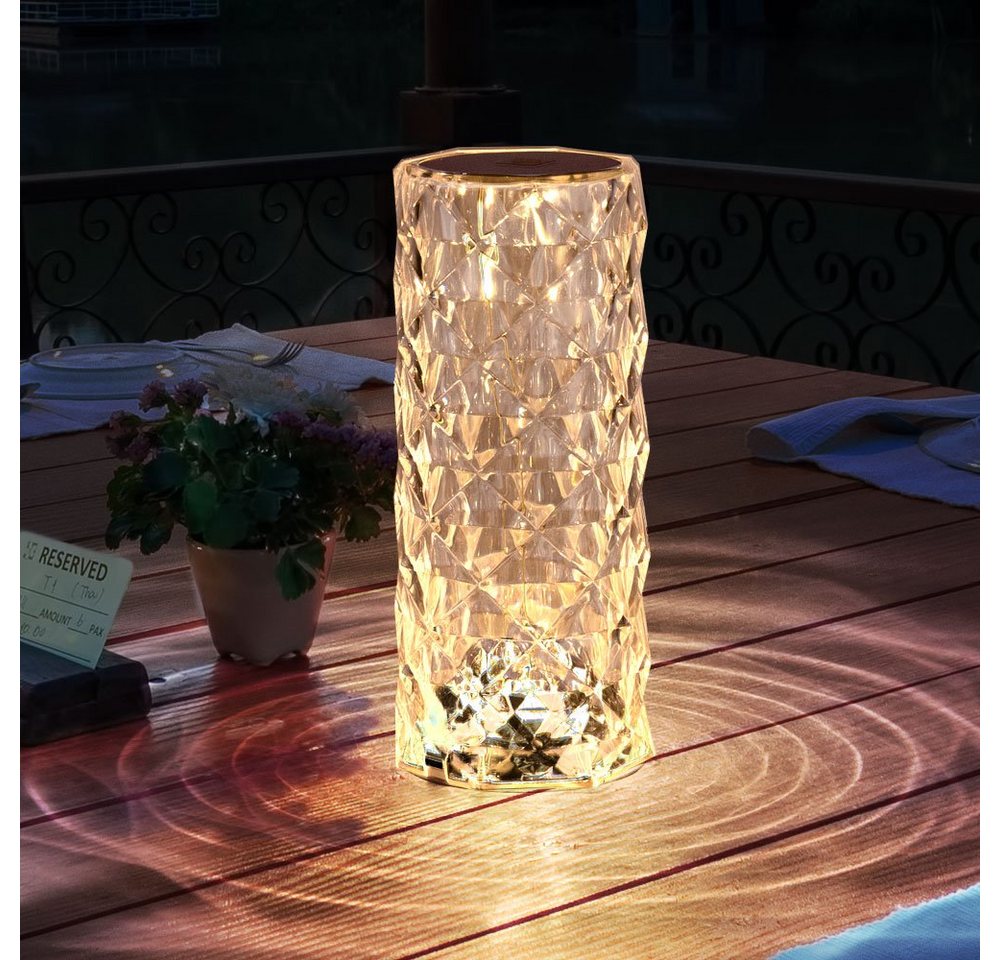 GLOBO LIGHTING LED Tischleuchte, LED-Leuchtmittel fest verbaut, Warmweiß, Neutralweiß, Tageslichtweiß, LED Tischlampe Nachttischleuchte Touchdimmer Kristall silber 2er Set Bild 5