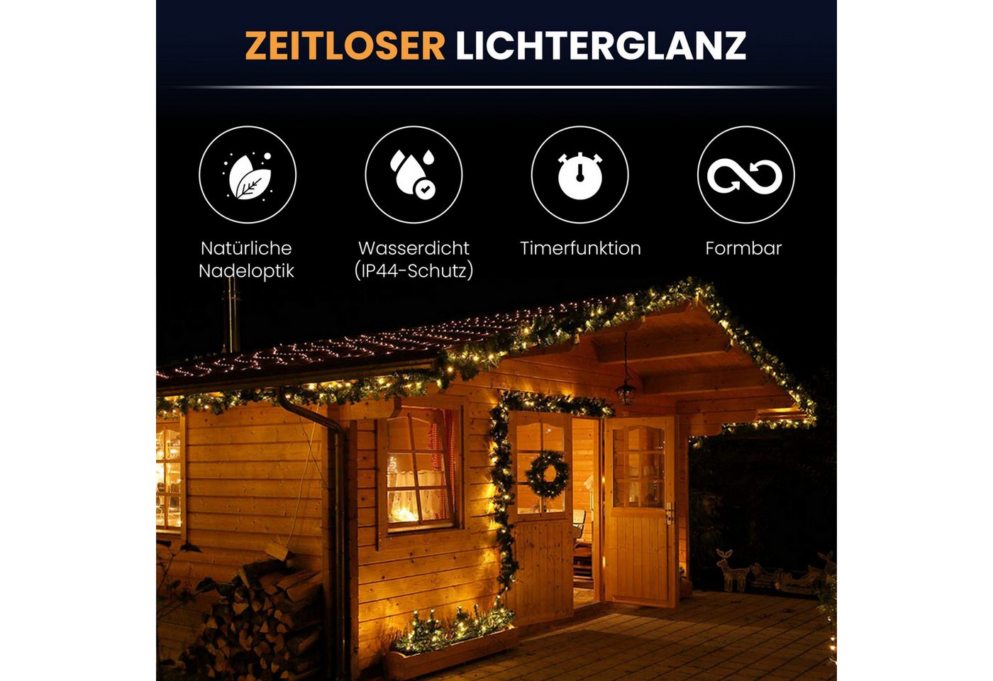 Gartenpirat LED-Girlande Künstliche Tannengirlande Türgirlande LED Weihnachtsgirlande Girlande, Atmosphärische Beleuchtung