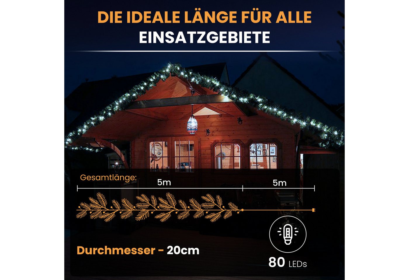 Gartenpirat LED-Girlande Künstliche Tannengirlande Türgirlande LED Weihnachtsgirlande Girlande, Atmosphärische Beleuchtung Bild 2