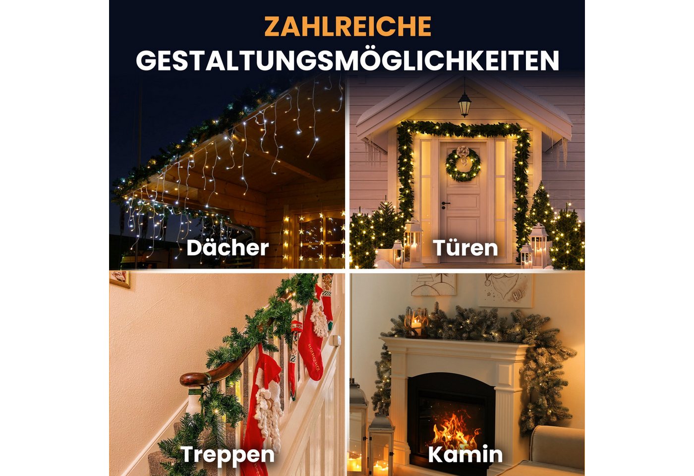 Gartenpirat LED-Girlande Künstliche Tannengirlande Türgirlande LED Weihnachtsgirlande Girlande, Atmosphärische Beleuchtung Bild 5