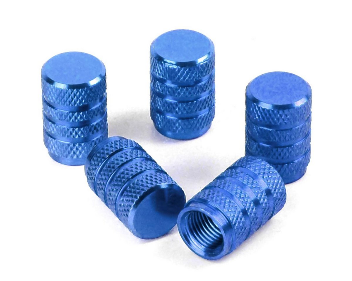 All Ride Ventilkappe Ventilverschlüsse fürs Auto 5 Kappen in Blau aus Aluminium H ca. 15 mm, (5-St), Standard Gewinde Bild 2