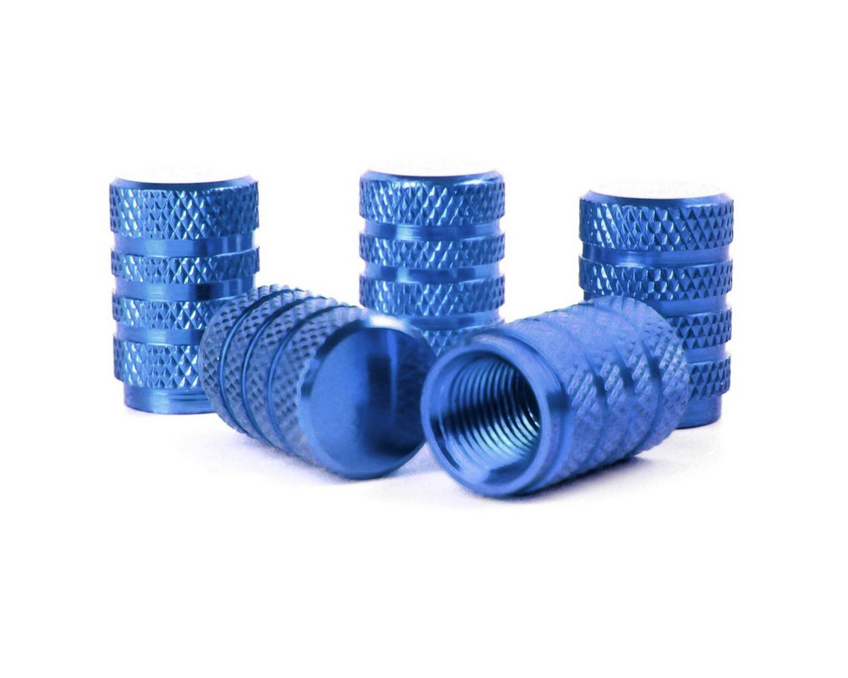 All Ride Ventilkappe Ventilverschlüsse fürs Auto 5 Kappen in Blau aus Aluminium H ca. 15 mm, (5-St), Standard Gewinde Bild 4