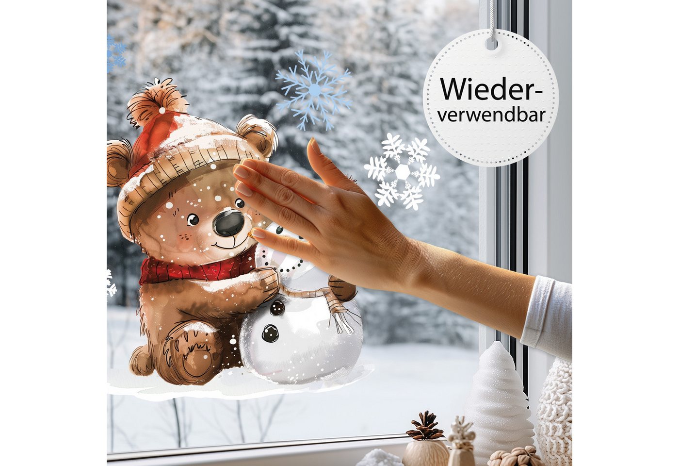 Sunnywall Fensterdekoration Kinderzimmer Fensterbild Winter, beidseitigger Druck, statisch haftend Bild 3