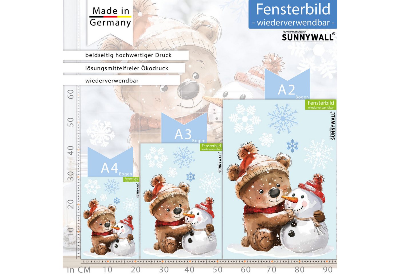 Sunnywall Fensterdekoration Kinderzimmer Fensterbild Winter, beidseitigger Druck, statisch haftend Bild 5