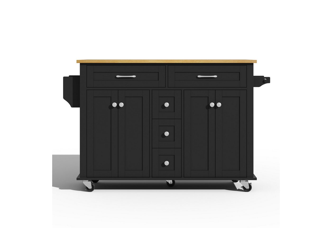 Flieks Küchenwagen mit erweiterbare Arbeitsplatte, Rollen, Gewürzregal und Handtuchhalter, (1 St), Servierwagen mit 5 Schubladen Kücheninsel Küchenschrank Bild 2