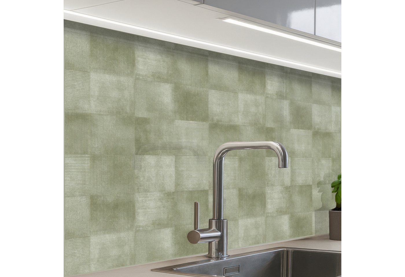 KitchenYeah Küchenrückwand Muster selbstklebend (keine Folie) Wohnungen - Rustikal - Grün, (1-tlg), Spritzschutz, Küche, Rückwand, Küchenwand, Küchenfront, 30x20 cm Bild 2