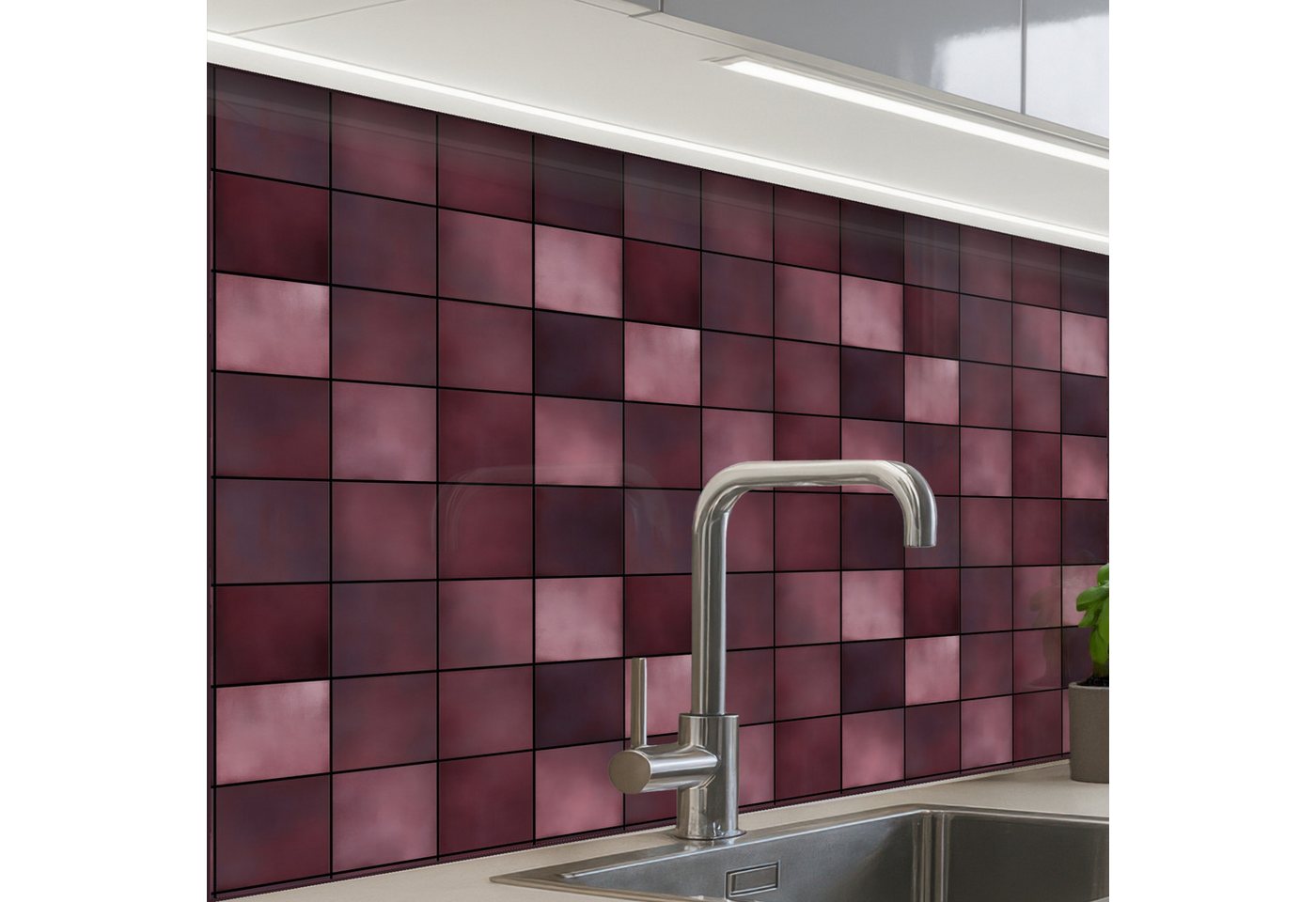 KitchenYeah Küchenrückwand Muster selbstklebend (keine Folie) Quadratisch - Fliese - Muster - Lil, (1-tlg), Spritzschutz, Küche, Rückwand, Küchenwand, Küchenfront, 30x20 cm Bild 3