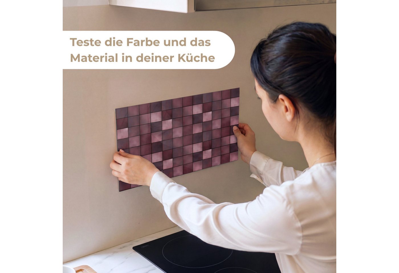 KitchenYeah Küchenrückwand Muster selbstklebend (keine Folie) Quadratisch - Fliese - Muster - Lil, (1-tlg), Spritzschutz, Küche, Rückwand, Küchenwand, Küchenfront, 30x20 cm Bild 4