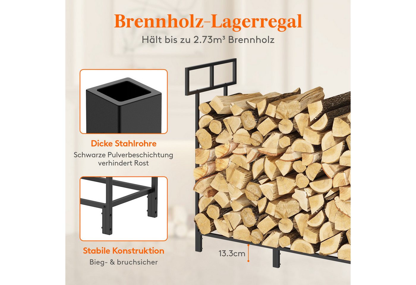 Lifewit Kaminholzregal Kaminholzregal Metall, Stapelhilfe Holzunterstand Holzlager Bild 2