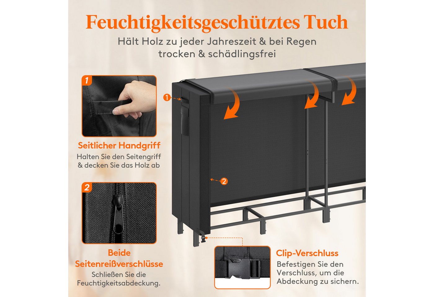 Lifewit Kaminholzregal Kaminholzregal Metall, Stapelhilfe Holzunterstand Holzlager Bild 4