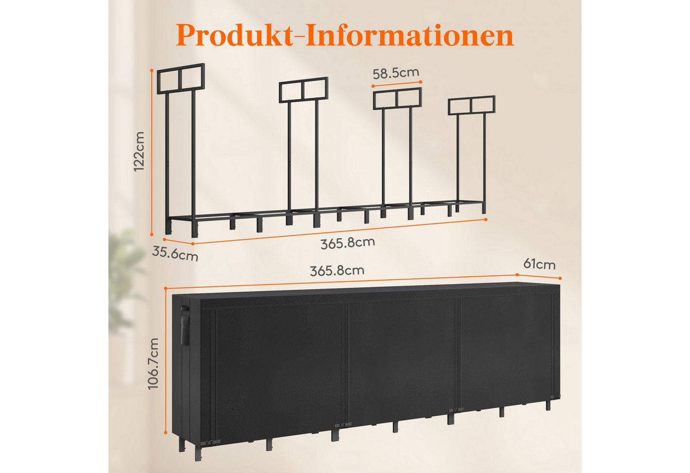 Lifewit Kaminholzregal Kaminholzregal Metall, Stapelhilfe Holzunterstand Holzlager Bild 5