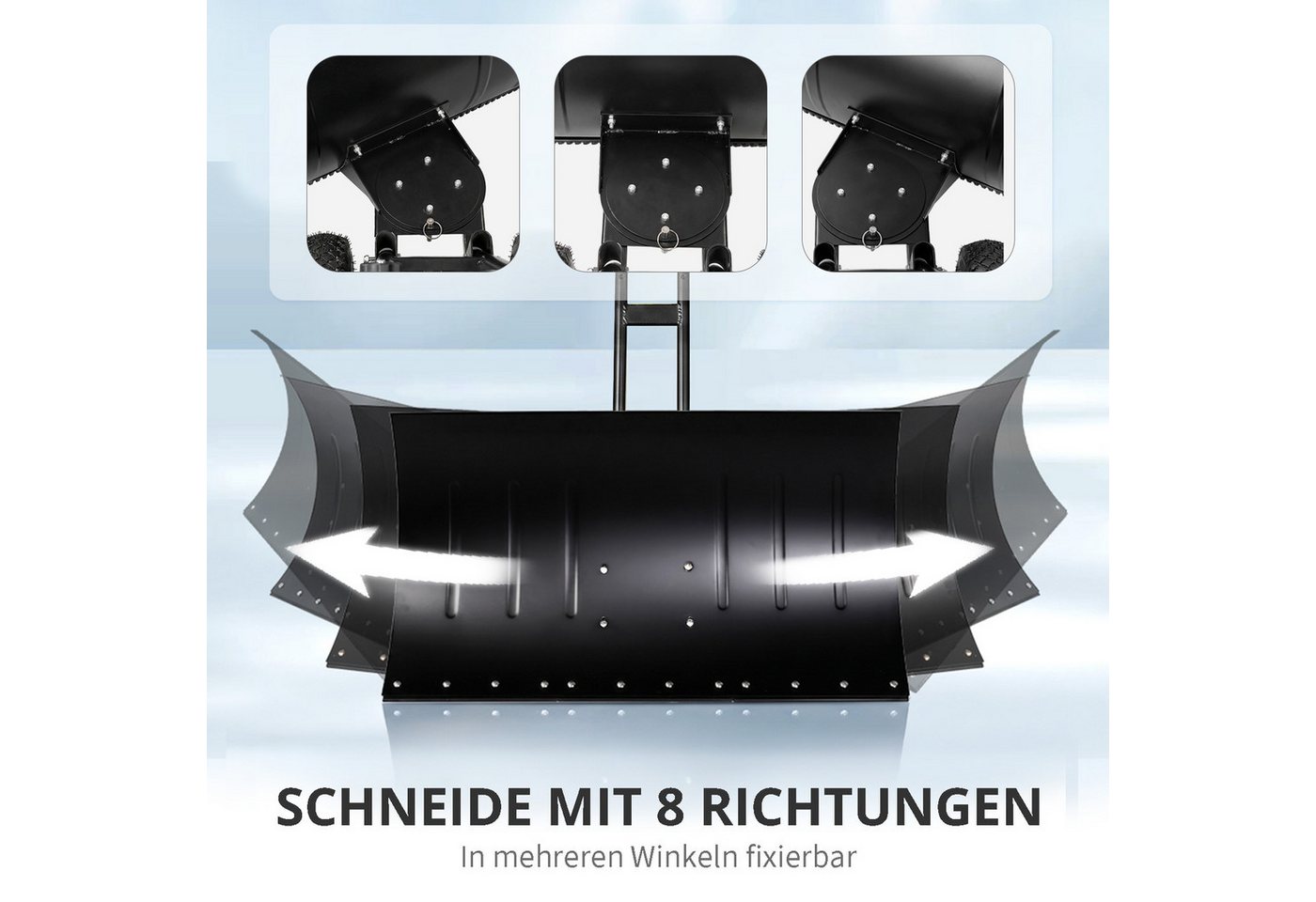 LALAHO Schneeschieber Schneeschaufel mit Rädern & Stiel – Stahlschaufel, 92 cm Arbeitsbreite, mit 100 cm langem Stiel, verstellbare Schubstange, ergonomisch, für Gehwege & Einfahrten
