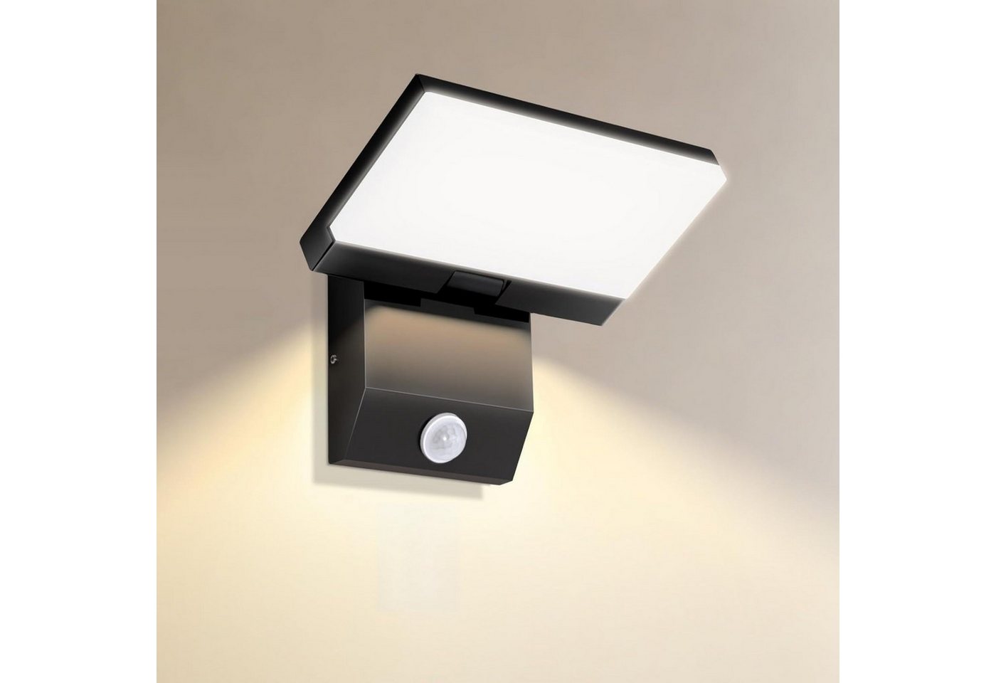 Blossom LED Außen-Wandleuchte LED Wandleuchte Innen außen, Warmweiß aussenlampe mit Bewegungsmelder, schwenkbarem LED-Panel, IP65, Aluminium, für Garten, Terrasse, Eingang Bild 3