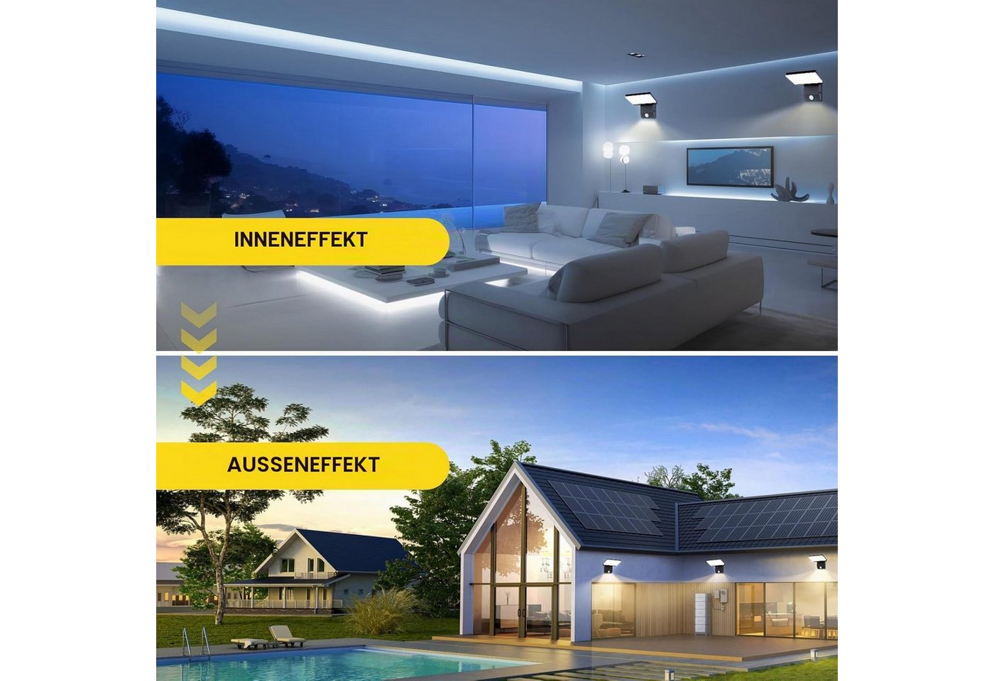 Blossom LED Außen-Wandleuchte LED Wandleuchte Innen außen, Warmweiß aussenlampe mit Bewegungsmelder, schwenkbarem LED-Panel, IP65, Aluminium, für Garten, Terrasse, Eingang Bild 4