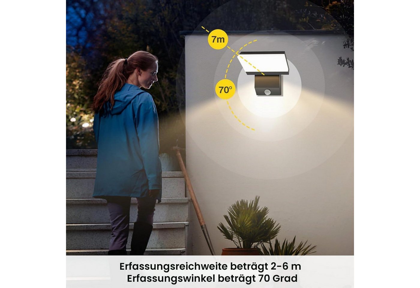 Blossom LED Außen-Wandleuchte LED Wandleuchte Innen außen, Warmweiß aussenlampe mit Bewegungsmelder, schwenkbarem LED-Panel, IP65, Aluminium, für Garten, Terrasse, Eingang Bild 5