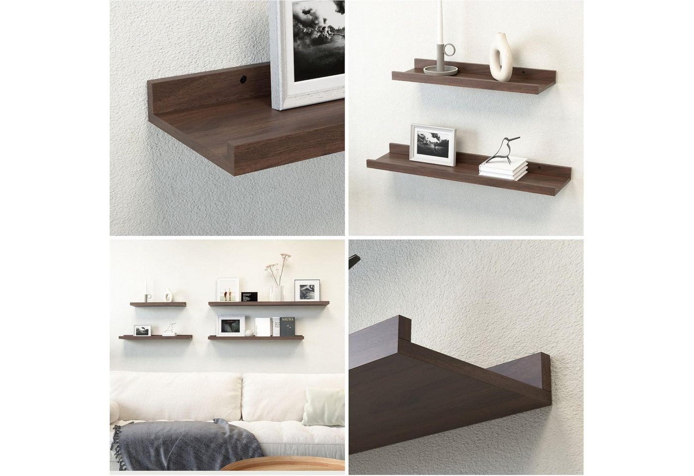 LuxusKollektion Wandregal Wandregal Walnuss 40x13 cm 2er Set, 2-tlg. Bild 4