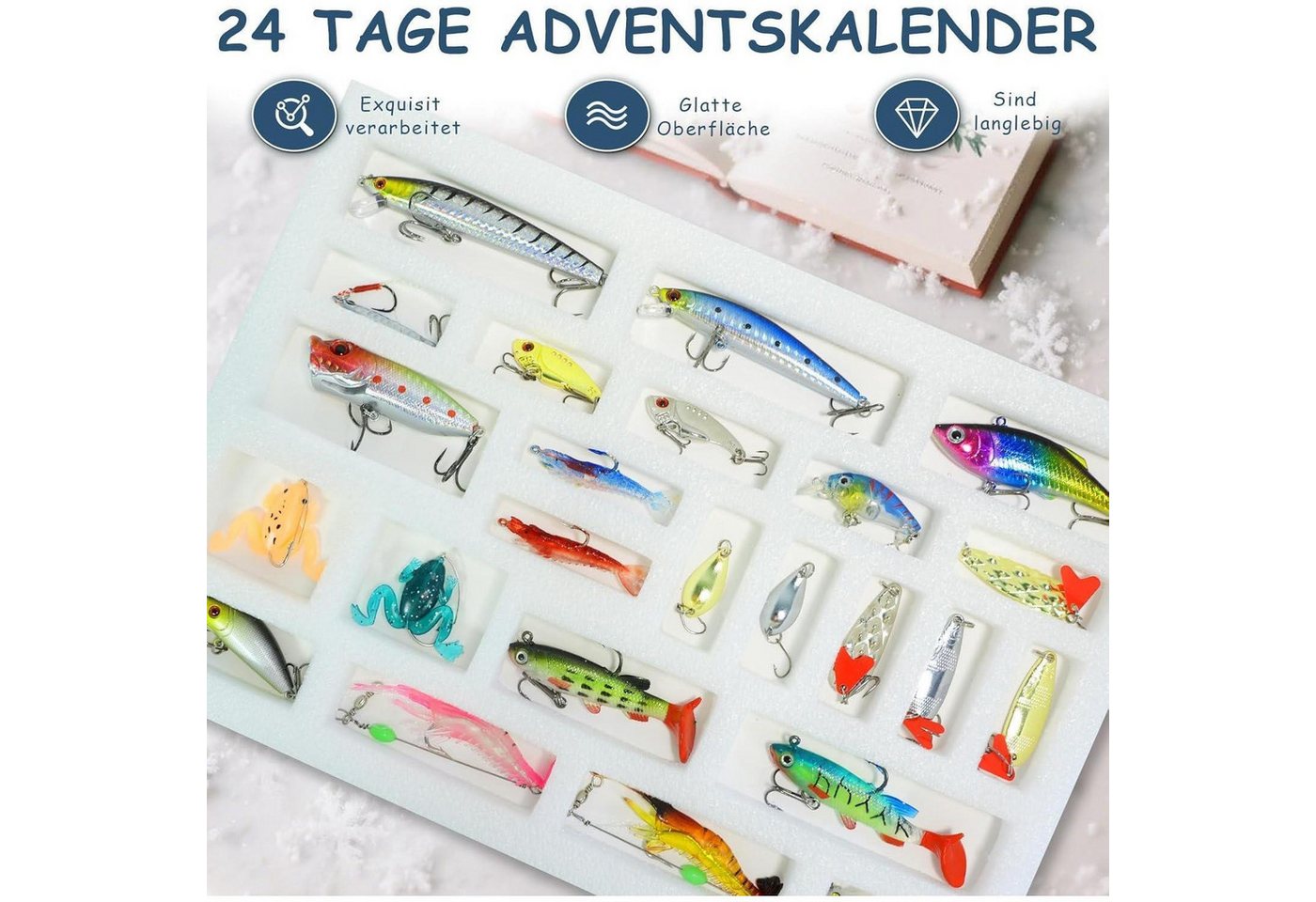 LuxusKollektion befüllbarer Adventskalender Angel Adventskalender 2026 Köder Set 24 Tage Countdown Männer Geschenk